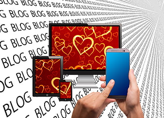 Responsive Web Design Concept With Valentine Hearts On Multiple Devices