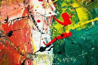 Vibrant Abstract Acrylic Painting with Colorful Splatters