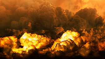 Dramatic Orange Clouds Illuminated by Intense Golden Light