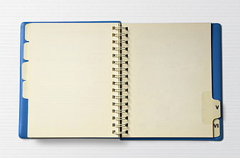 Open Blue Spiral Notebook With Blank Pages And Tabs