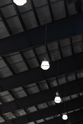 Industrial Ceiling with Hanging Pendant Lights