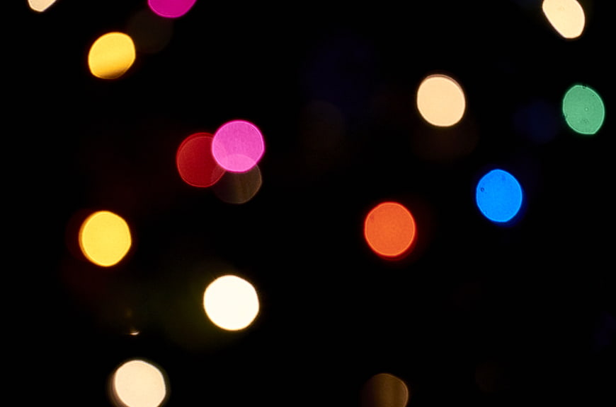 Colorful Bokeh Lights on Black Background