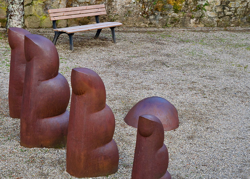Abstract Metal Sculptures in a Park Setting