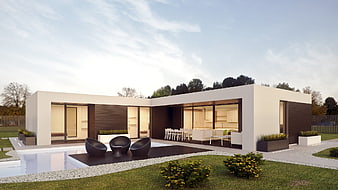 Modern Modular House with Pool and Outdoor Living Area