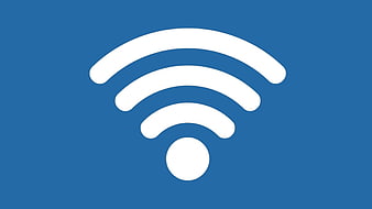 White Wi-Fi Symbol on Blue Background