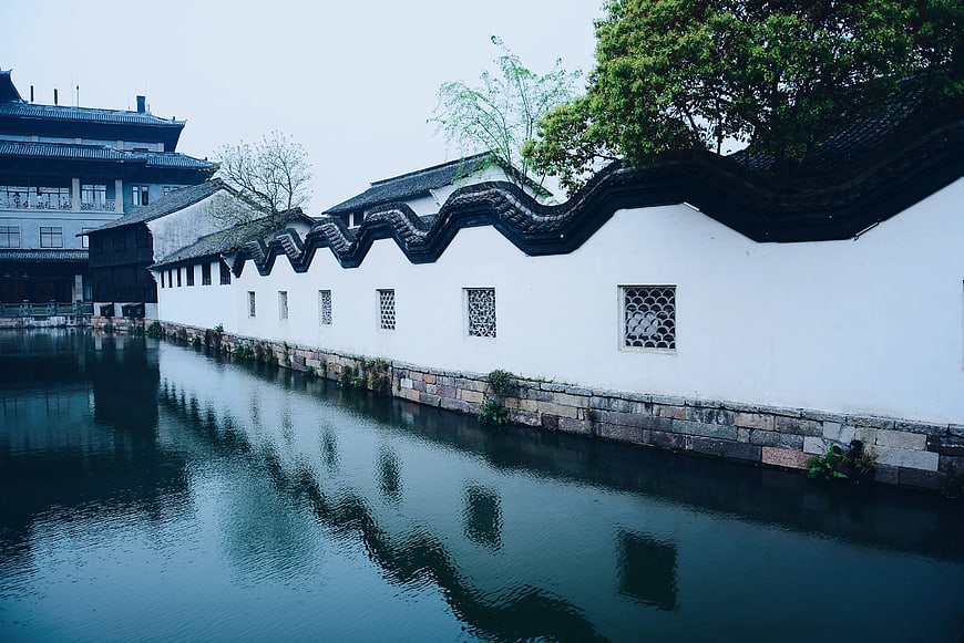 Traditional Chinese Architecture Along Serene Canal