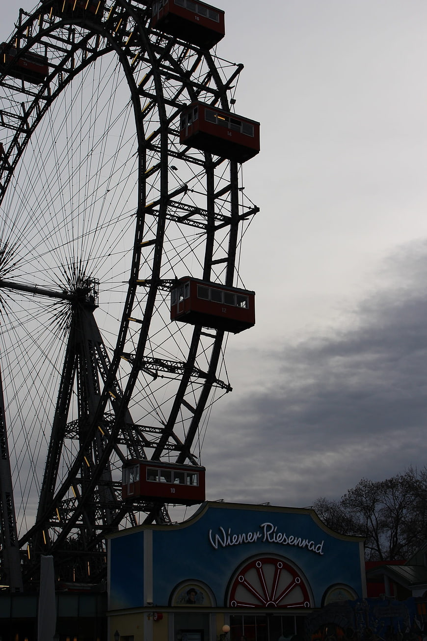 Vienna Giant Ferris Wheel Silhouette Against Cloudy Sky