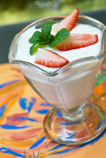 Fresh Strawberry Yogurt Parfait with Mint Garnish