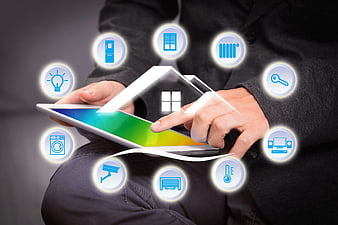 Smart Home Technology Concept With Tablet And IoT Device Icons