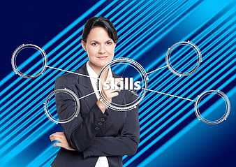Businesswoman touching skills concept on digital interface