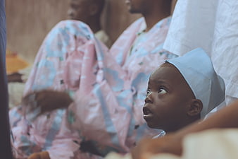 Close-up of African child looking up with wonder