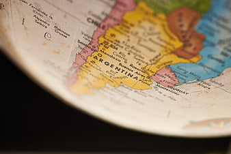 Close-up of Globe Showing Argentina and South America