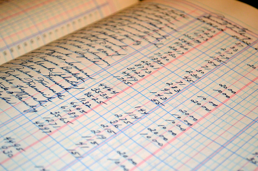 Vintage Handwritten Ledger with Financial Records