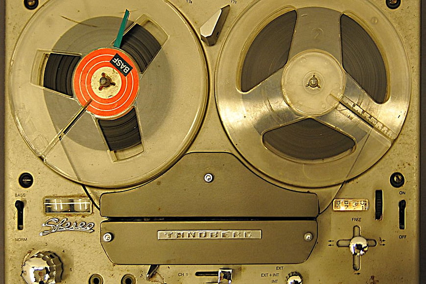 Vintage Tandberg Reel-to-Reel Tape Recorder Close-Up