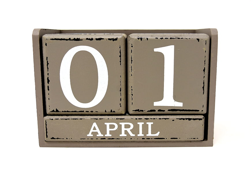 Rustic Wooden Perpetual Calendar Displaying April 1st
