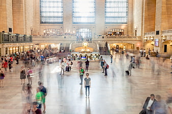 Long Exposure Crowd in Grand Central Terminal Interior