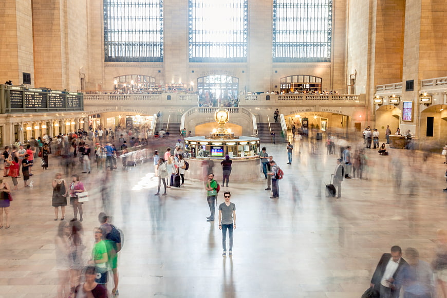 Long Exposure Crowd in Grand Central Terminal Interior