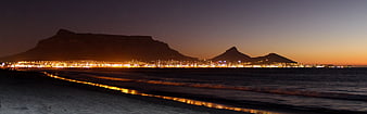 Table Mountain and Cape Town City Lights at Night