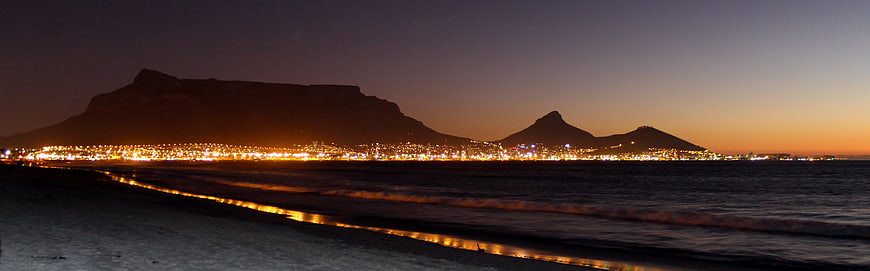 Table Mountain and Cape Town City Lights at Night