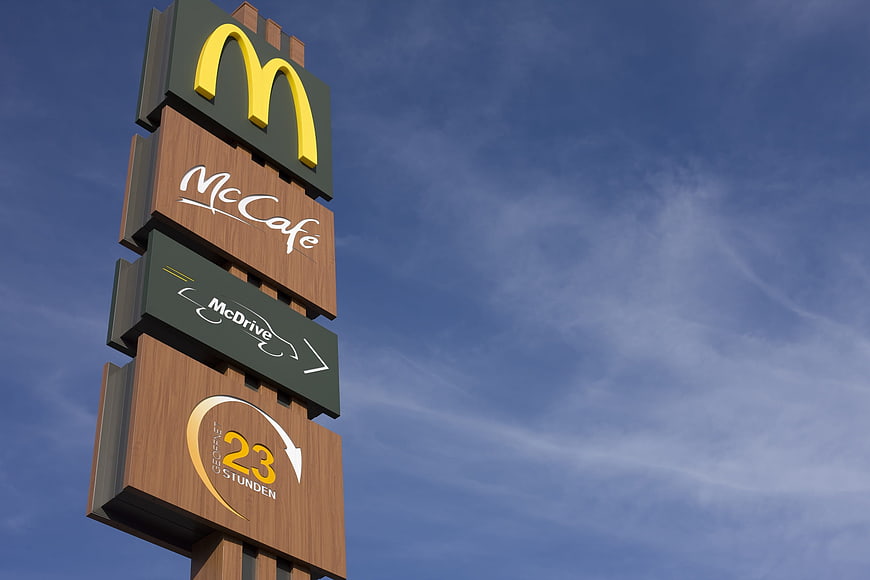 McDonald's Sign Tower with McCafe and McDrive Logos
