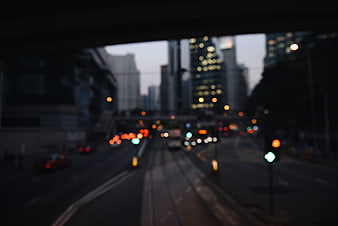Blurred City Street Traffic Bokeh at Dusk