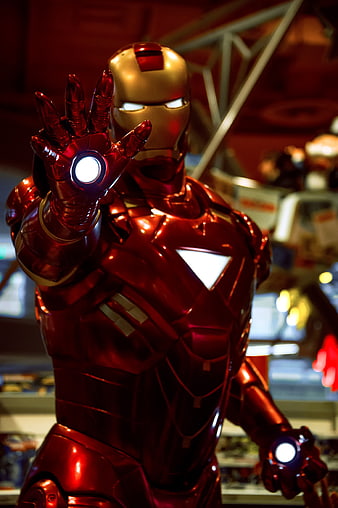 Iron Man Suit Statue with Glowing Repulsor Beam