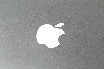 Close-up of Apple Logo on Gray Laptop Surface