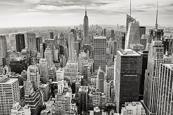 Black and White Manhattan Skyline with Empire State Building