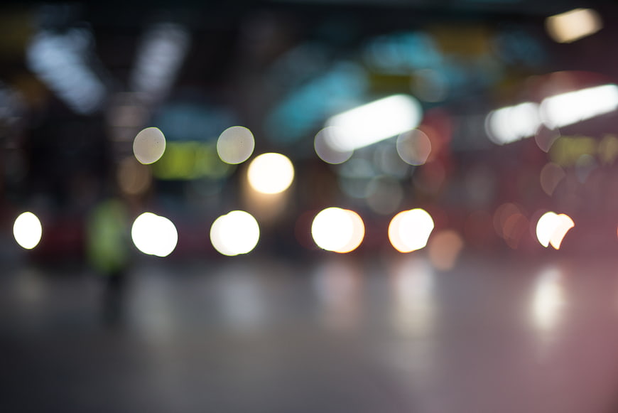 Abstract Bokeh Lights in Blurred Urban Night Scene