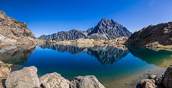 Serene Alpine Lake with Mountain Reflections