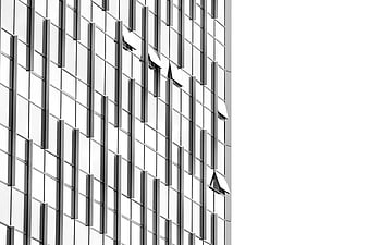 Modern Glass Curtain Wall Building Facade with Open Windows