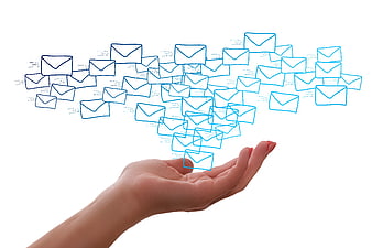 Hand Receiving Digital Envelopes Concept Illustration