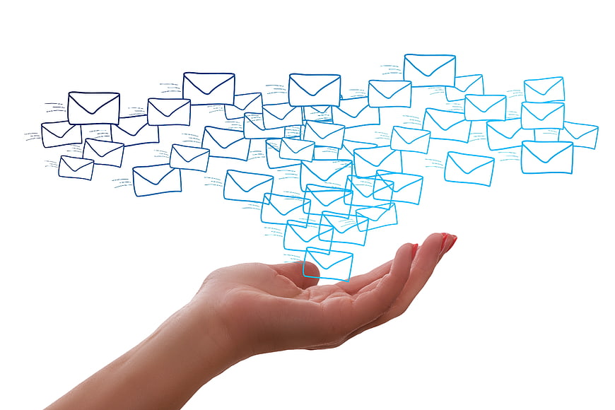 Hand Receiving Digital Envelopes Concept Illustration