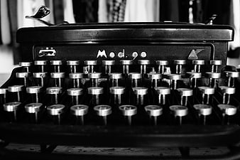 Vintage Typewriter Keys Close Up Black And White