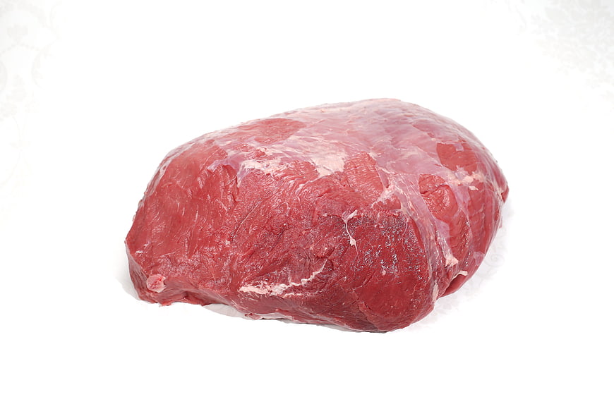 Raw Beef Topside Cut on White Background