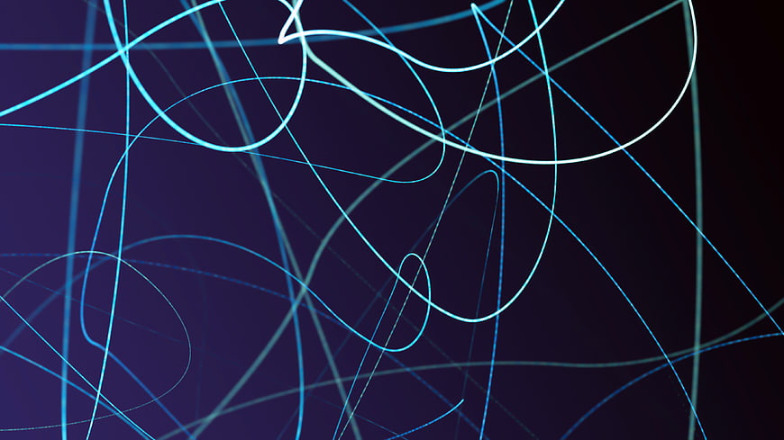 Abstract Blue Light Trails on Dark Background