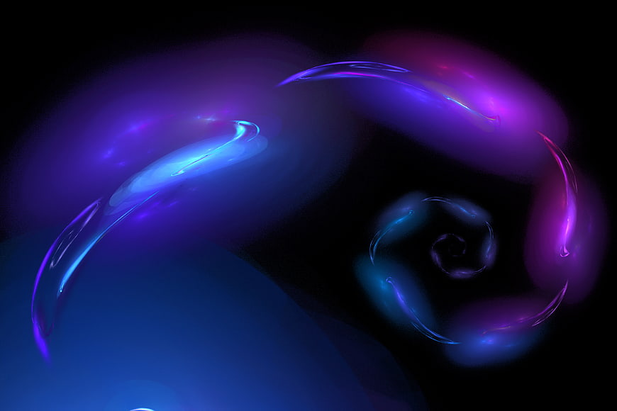 Abstract Blue and Purple Fractal Spiral Art