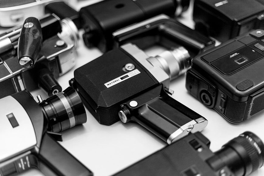 Collection of Vintage Video Cameras and Camcorders