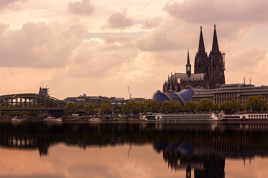Cologne Cathedral and Hohenzollern Bridge at Sunset
