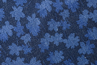 Blue Floral Denim Fabric Texture Closeup