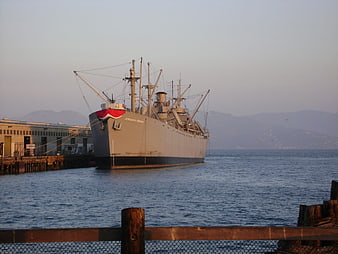 Historic Jeremiah O'Brien Ship Docked at Pier