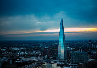 The Shard London Skyline at Dusk with Dramatic Clouds