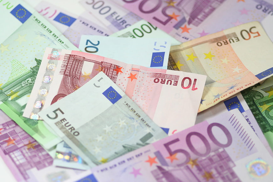 Scattered Euro Banknotes Close-Up