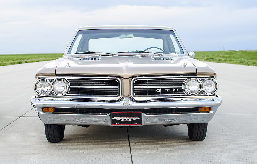 Front View Of Classic 1960s Pontiac GTO Muscle Car