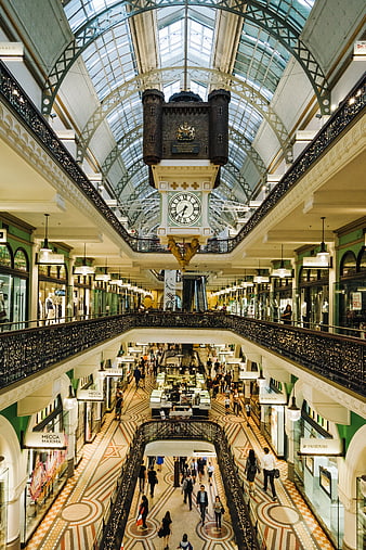 Interior of Queen Victoria Building Sydney with Hanging Clock