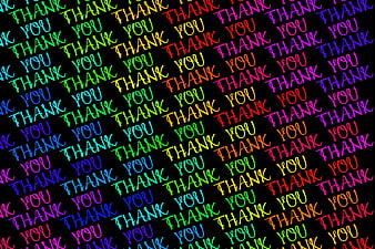 Multicolored Thank You Text Pattern on Black Background
