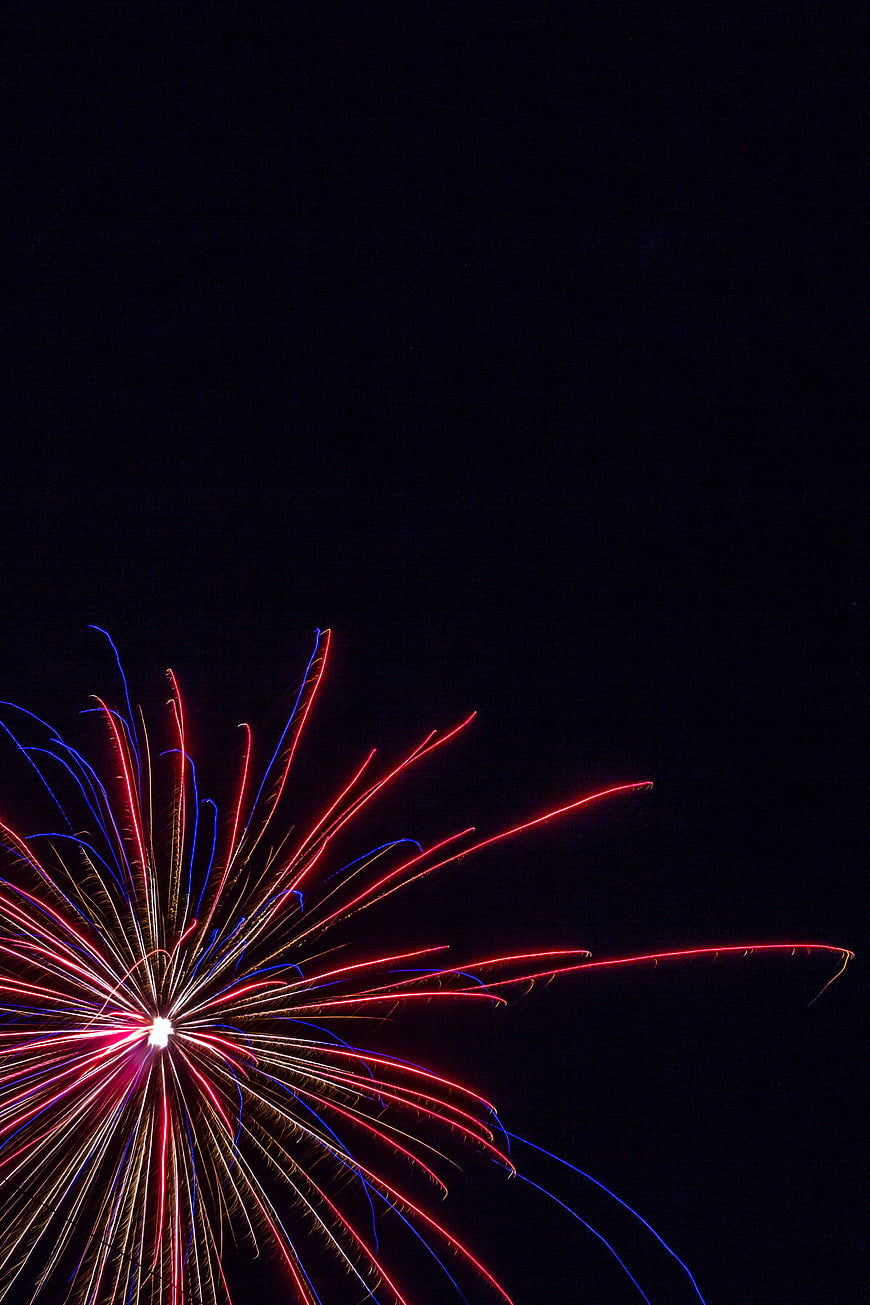 Colorful Fireworks Burst Against Dark Night Sky
