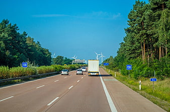 Highway Traffic with Wind Turbines and Forest