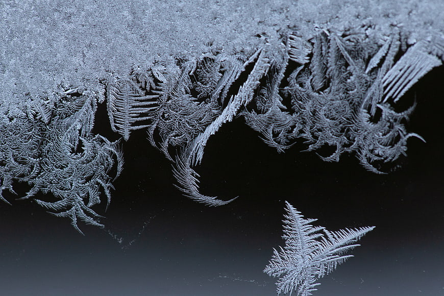 Macro Frost Crystals on Dark Background