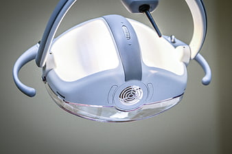 Close-up of modern dental examination lamp